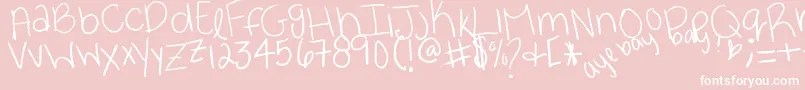 Czcionka Ayebaybay – białe czcionki na różowym tle