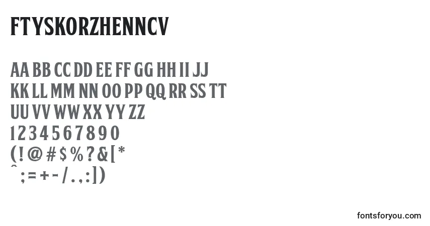 Schriftart FtySkorzhenNcv (50317) – Alphabet, Zahlen, spezielle Symbole