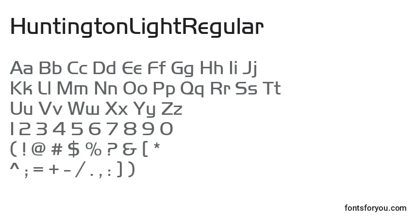 Шрифт HuntingtonLightRegular – алфавит, цифры, специальные символы