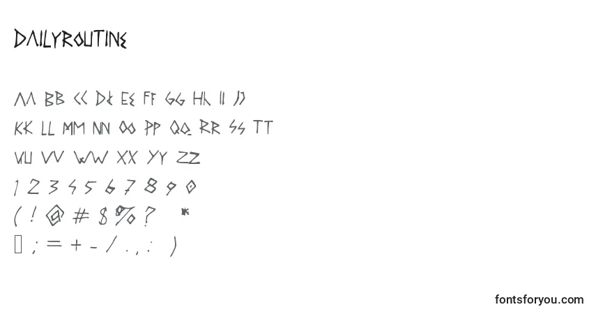 Czcionka Dailyroutine – alfabet, cyfry, specjalne znaki