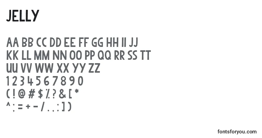 Schriftart Jelly – Alphabet, Zahlen, spezielle Symbole