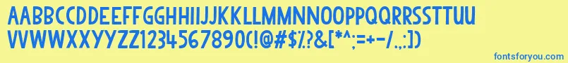Weitere Informationen zur Jelly-Schriftart Jelly-Schriftart – Blaue Schriften auf gelbem Hintergrund