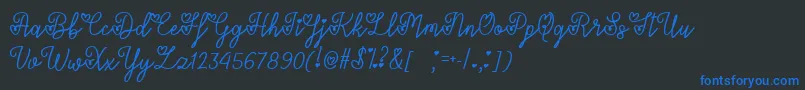 フォントLoversInFebruaryTtf – 黒い背景に青い文字
