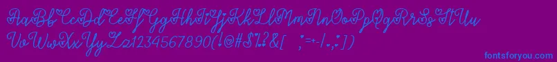 フォントLoversInFebruaryTtf – 紫色の背景に青い文字