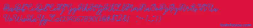 LoversInFebruaryTtf-Schriftart – Blaue Schriften auf rotem Hintergrund