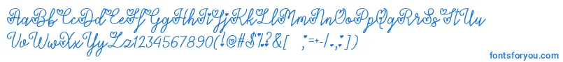 フォントLoversInFebruaryTtf – 白い背景に青い文字