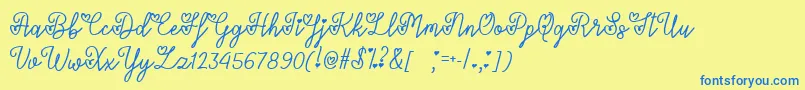 LoversInFebruaryTtf-Schriftart – Blaue Schriften auf gelbem Hintergrund
