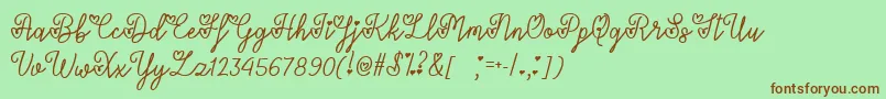 LoversInFebruaryTtf-Schriftart – Braune Schriften auf grünem Hintergrund