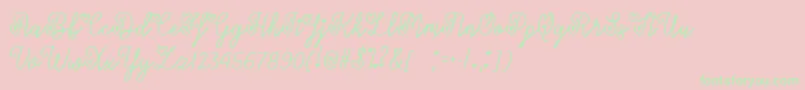 フォントLoversInFebruaryTtf – ピンクの背景に緑の文字
