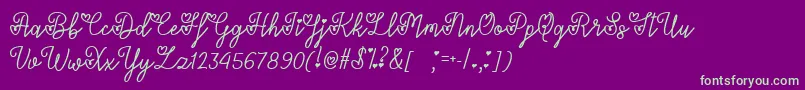 LoversInFebruaryTtf Font – Green Fonts on Purple Background