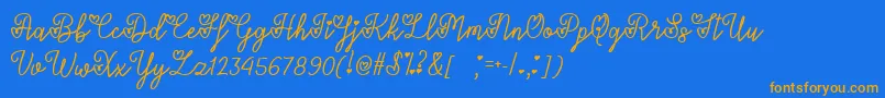 LoversInFebruaryTtf Font – Orange Fonts on Blue Background