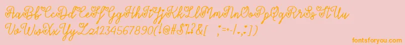 Fonte LoversInFebruaryTtf – fontes laranjas em um fundo rosa