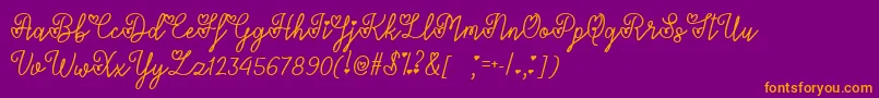 LoversInFebruaryTtf-Schriftart – Orangefarbene Schriften auf violettem Hintergrund