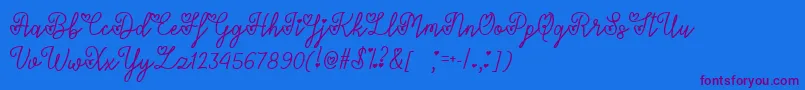 Шрифт LoversInFebruaryTtf – фиолетовые шрифты на синем фоне