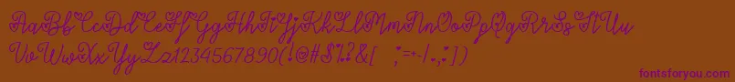 Шрифт LoversInFebruaryTtf – фиолетовые шрифты на коричневом фоне