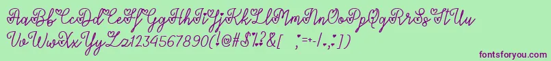 LoversInFebruaryTtf Font – Purple Fonts on Green Background