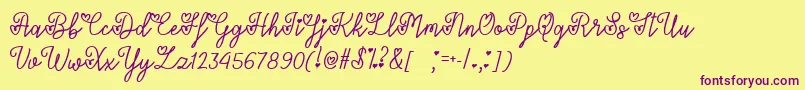 LoversInFebruaryTtf-Schriftart – Violette Schriften auf gelbem Hintergrund