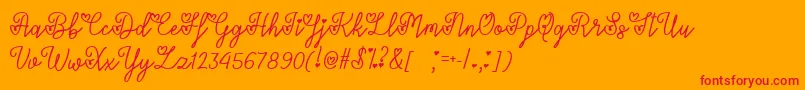 フォントLoversInFebruaryTtf – オレンジの背景に赤い文字