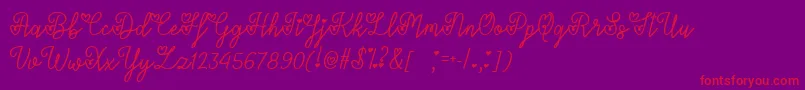 フォントLoversInFebruaryTtf – 紫の背景に赤い文字