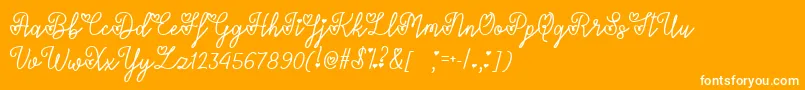 LoversInFebruaryTtf-fontti – valkoiset fontit oranssilla taustalla