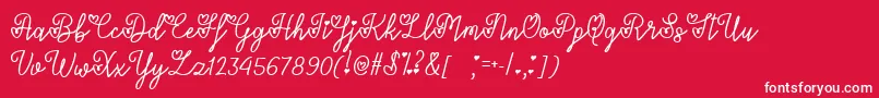 LoversInFebruaryTtf-Schriftart – Weiße Schriften auf rotem Hintergrund