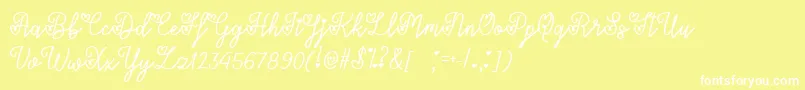 LoversInFebruaryTtf-Schriftart – Weiße Schriften auf gelbem Hintergrund