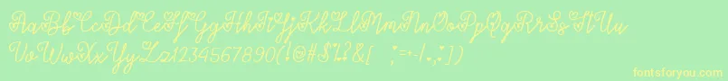 LoversInFebruaryTtf-Schriftart – Gelbe Schriften auf grünem Hintergrund