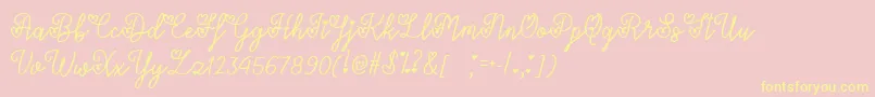 LoversInFebruaryTtf-Schriftart – Gelbe Schriften auf rosa Hintergrund