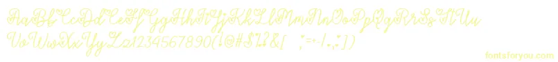 フォントLoversInFebruaryTtf – 白い背景に黄色の文字