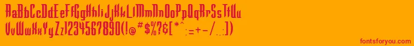 Warlock ffy-Schriftart – Rote Schriften auf orangefarbenem Hintergrund