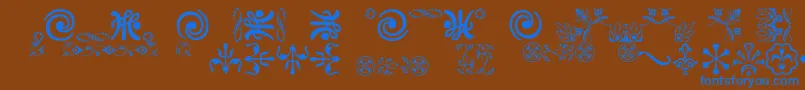 Ornamentsvillage Font – Blue Fonts on Brown Background
