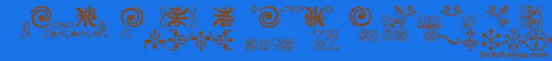 Ornamentsvillage Font – Brown Fonts on Blue Background