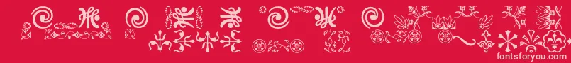 Ornamentsvillage Font – Pink Fonts on Red Background