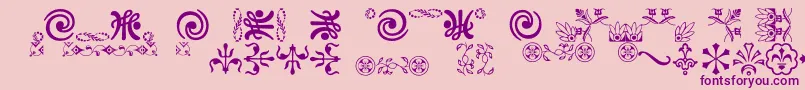 Weitere Informationen zur Ornamentsvillage-Schriftart Ornamentsvillage-Schriftart – Violette Schriften auf rosa Hintergrund