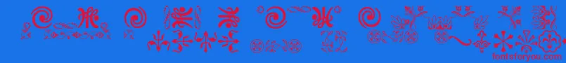Ornamentsvillage-fontti – punaiset fontit sinisellä taustalla