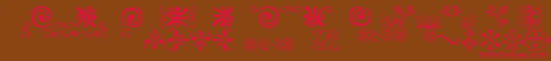 Ornamentsvillage Font – Red Fonts on Brown Background