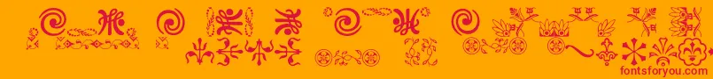 Ornamentsvillage Font – Red Fonts on Orange Background