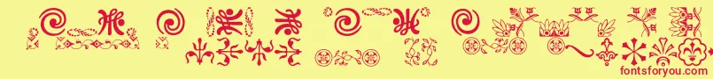 フォントOrnamentsvillage – 赤い文字の黄色い背景