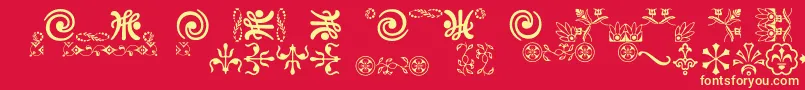Ornamentsvillage Font – Yellow Fonts on Red Background