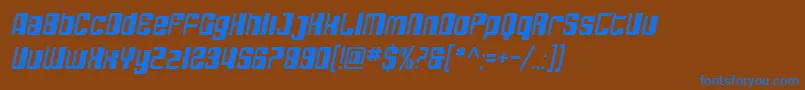 SfDecotechnoOblique Font – Blue Fonts on Brown Background
