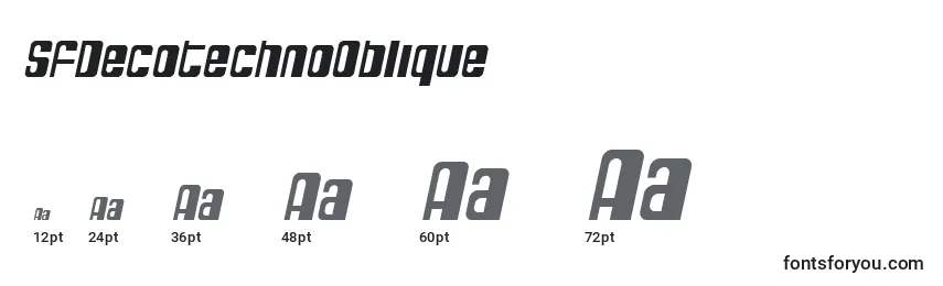 Размеры шрифта SfDecotechnoOblique
