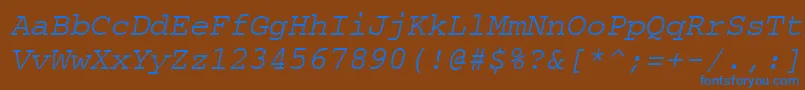 CourierpsOblique-fontti – siniset fontit ruskealla taustalla
