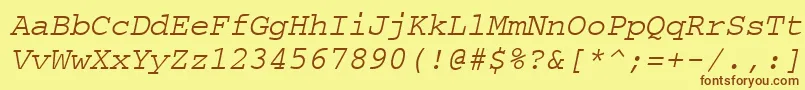 Шрифт CourierpsOblique – коричневые шрифты на жёлтом фоне