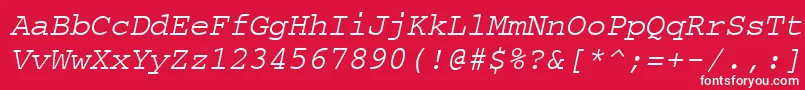 フォントCourierpsOblique – 赤い背景に白い文字