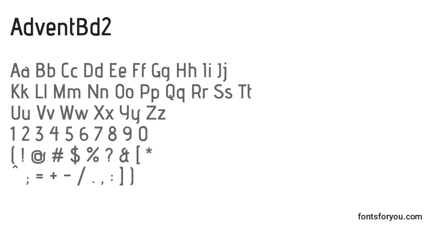 Czcionka AdventBd2 – alfabet, cyfry, specjalne znaki