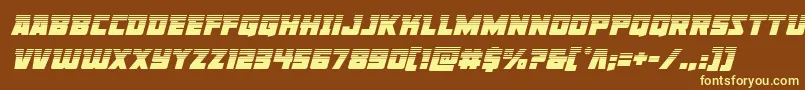 Libertylegionhalfital-fontti – keltaiset fontit ruskealla taustalla