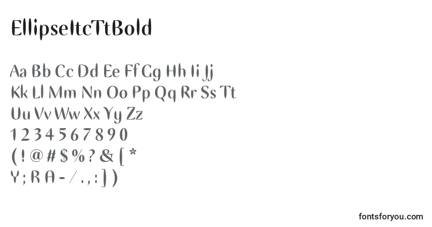 EllipseItcTtBold-fontti – aakkoset, numerot, erikoismerkit