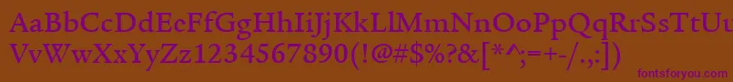 ItcLegacySerifLtMedium Font – Purple Fonts on Brown Background