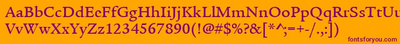 ItcLegacySerifLtMedium Font – Purple Fonts on Orange Background