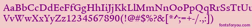 ItcLegacySerifLtMedium Font – Purple Fonts on Pink Background